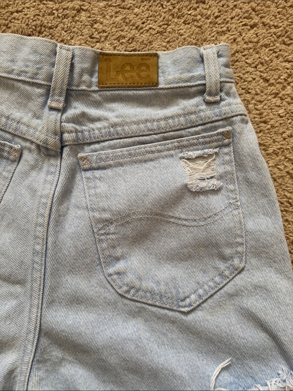 Lee High Rise Distressed Denim Shorts - Picture 4 of 5